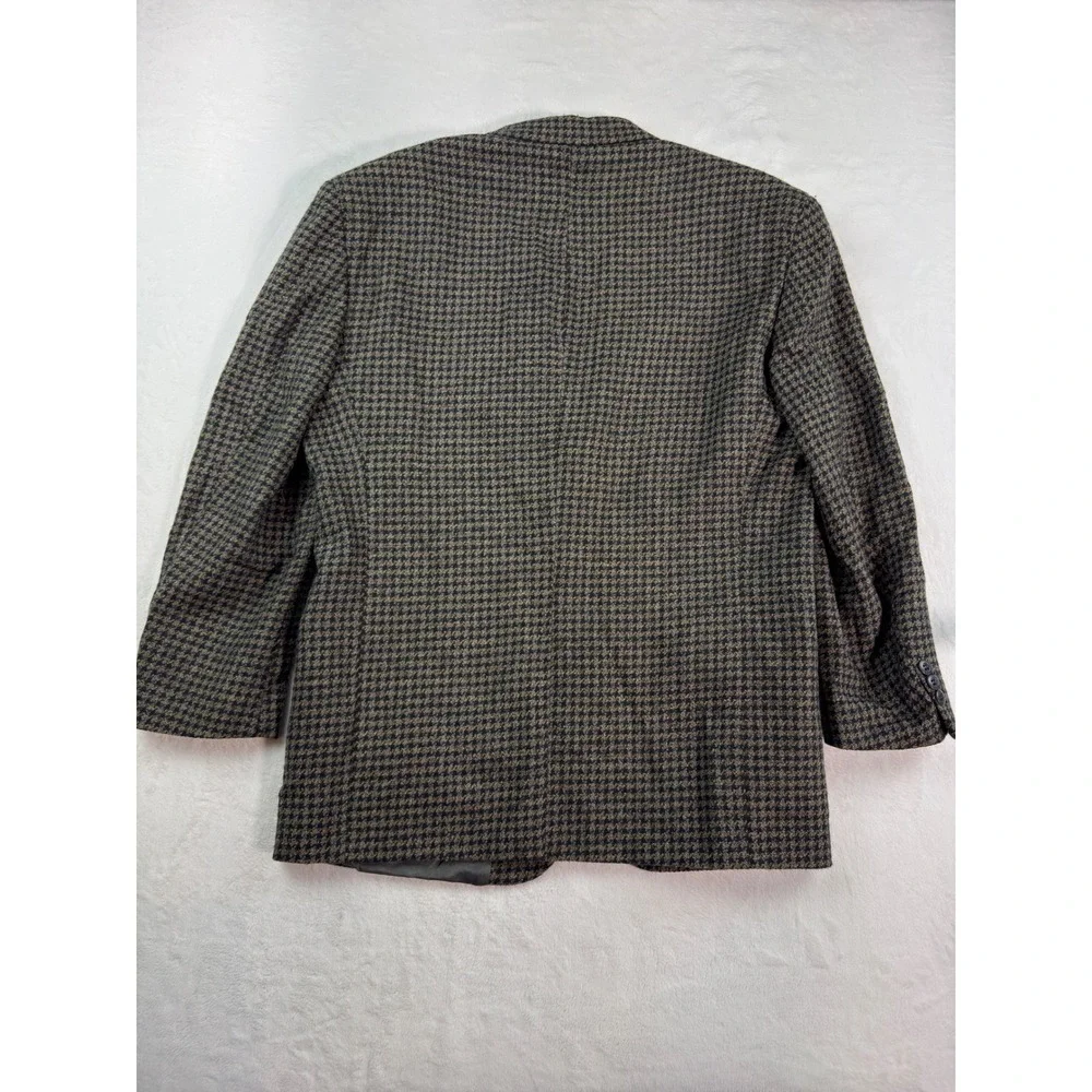 Andrew Fezza Gruppo GFT Mens Houndstooth Blazer Sport Coat Brown Olive 2 Button